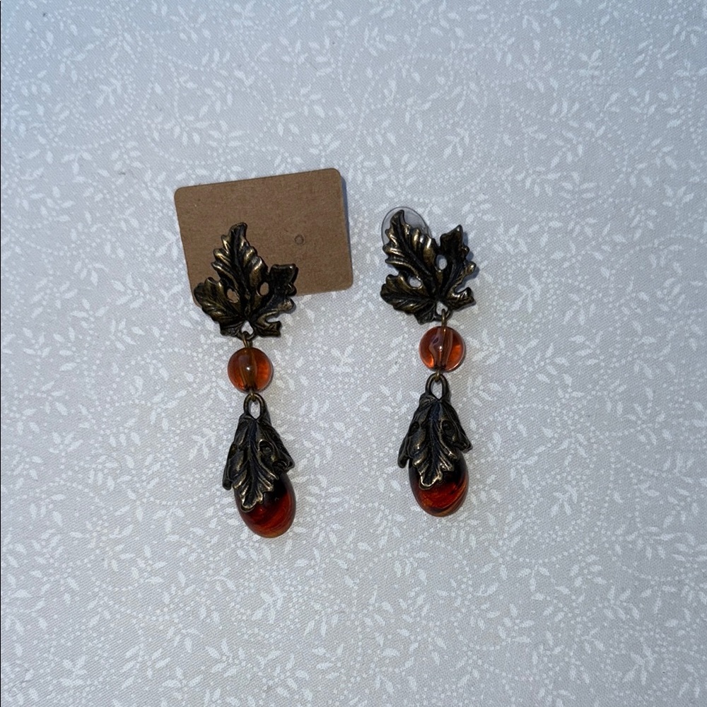 Brown and Amber Vintage-Inspired‎ Dangle Earrings